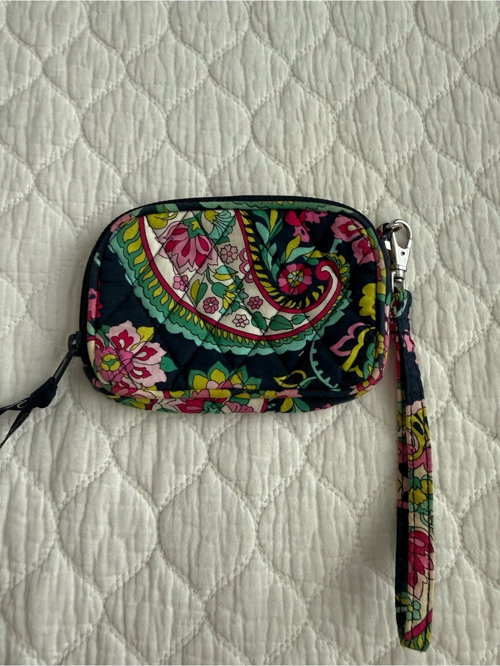 Vera Bradley Navy Floral Paisley Quilted Wristlet